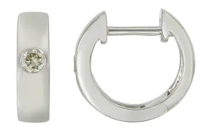 Ladies Diamond Single Round Brilliant Cut Huggie Earrings 0.14ct tw