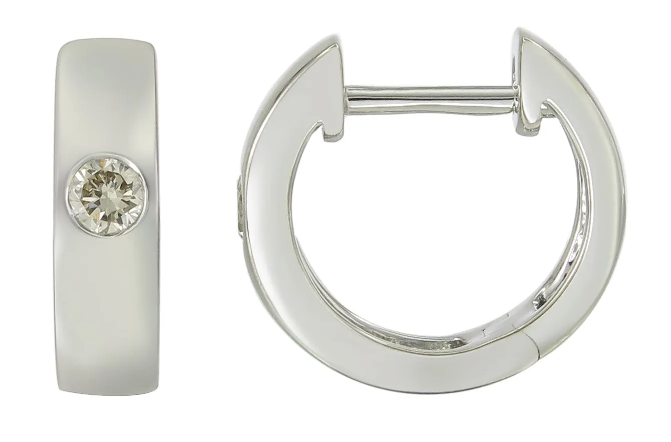 Ladies Diamond Single Round Brilliant Cut Huggie Earrings 0.14ct tw
