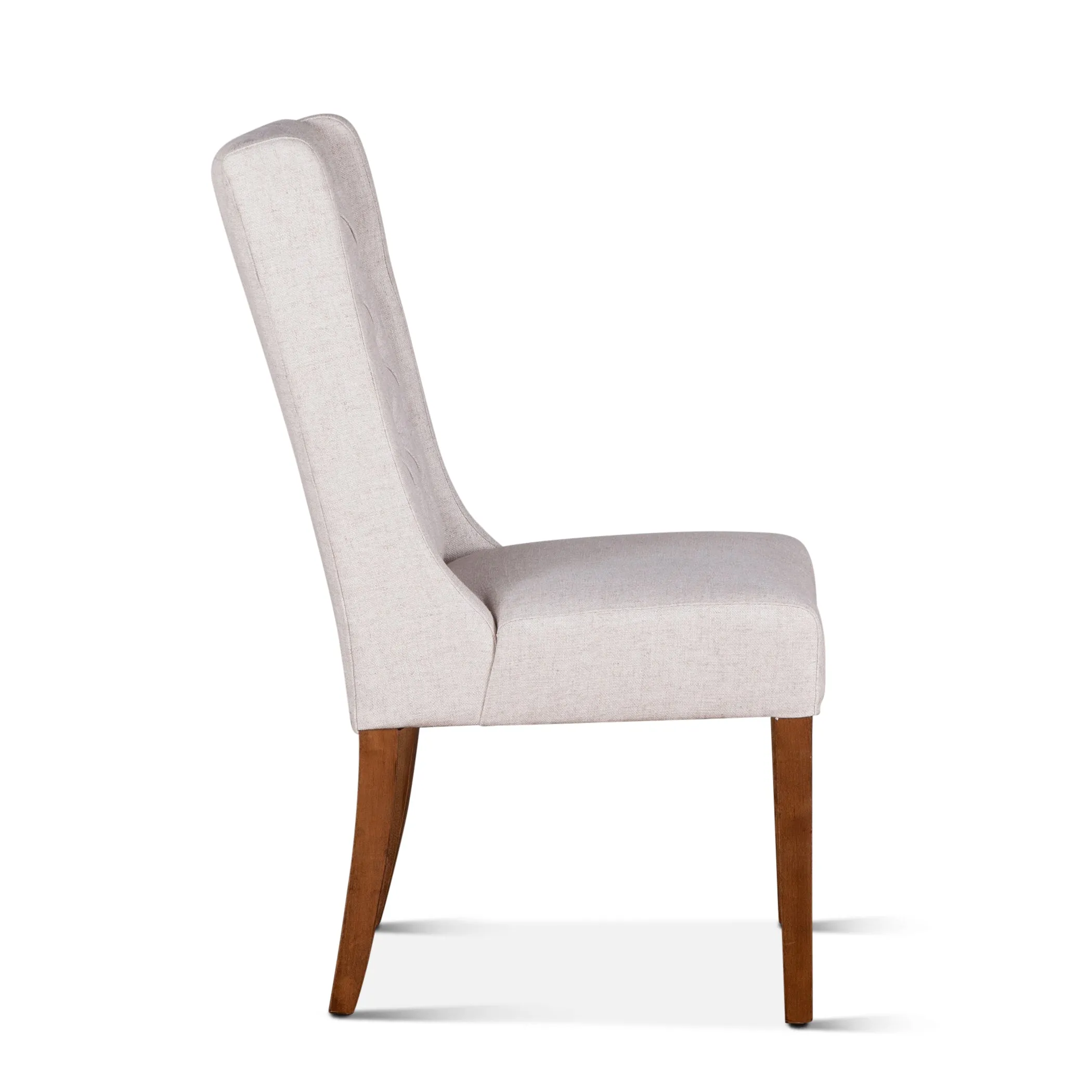 Lara Dining Chair Off-White Linen with Natural Teak Legs