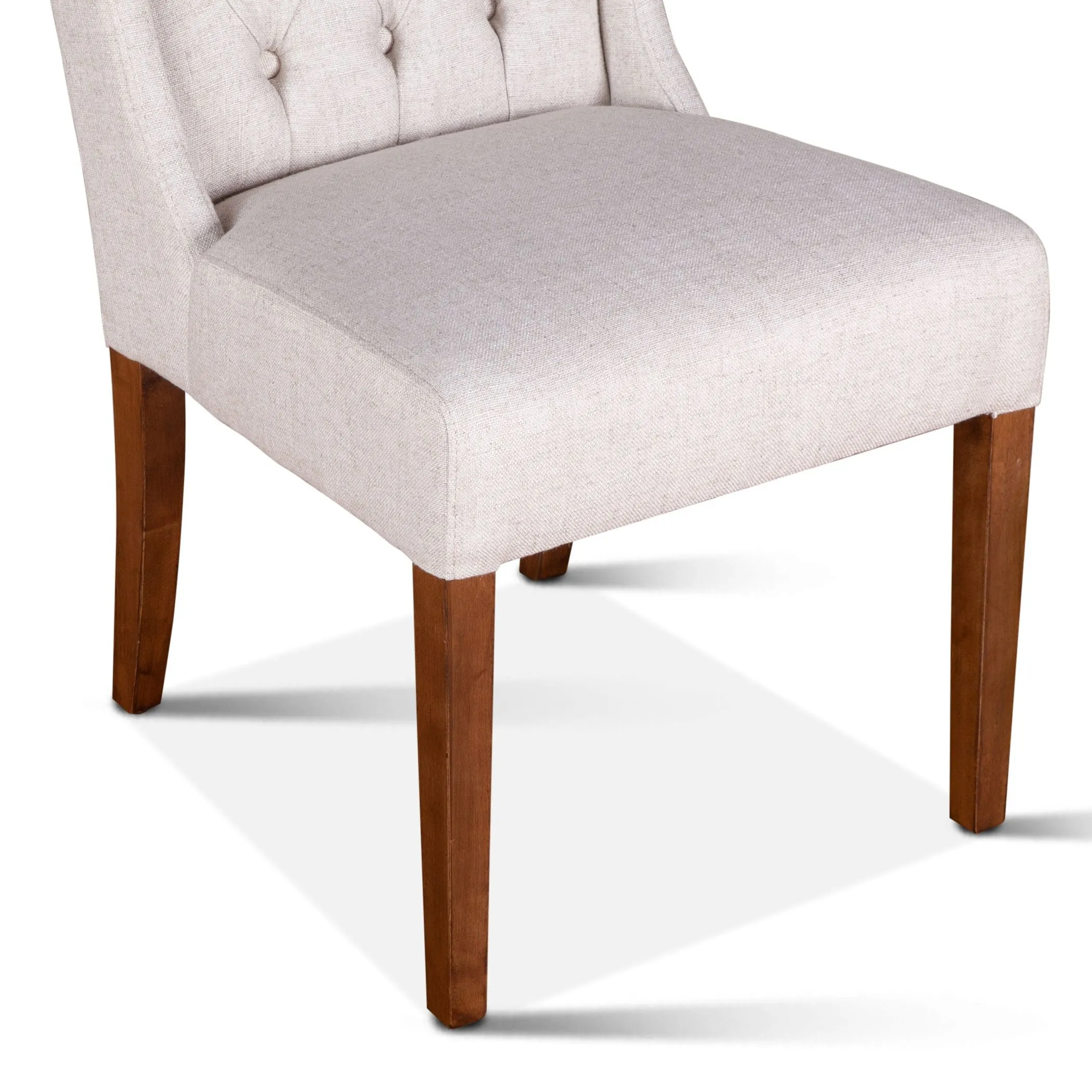 Lara Dining Chair Off-White Linen with Natural Teak Legs