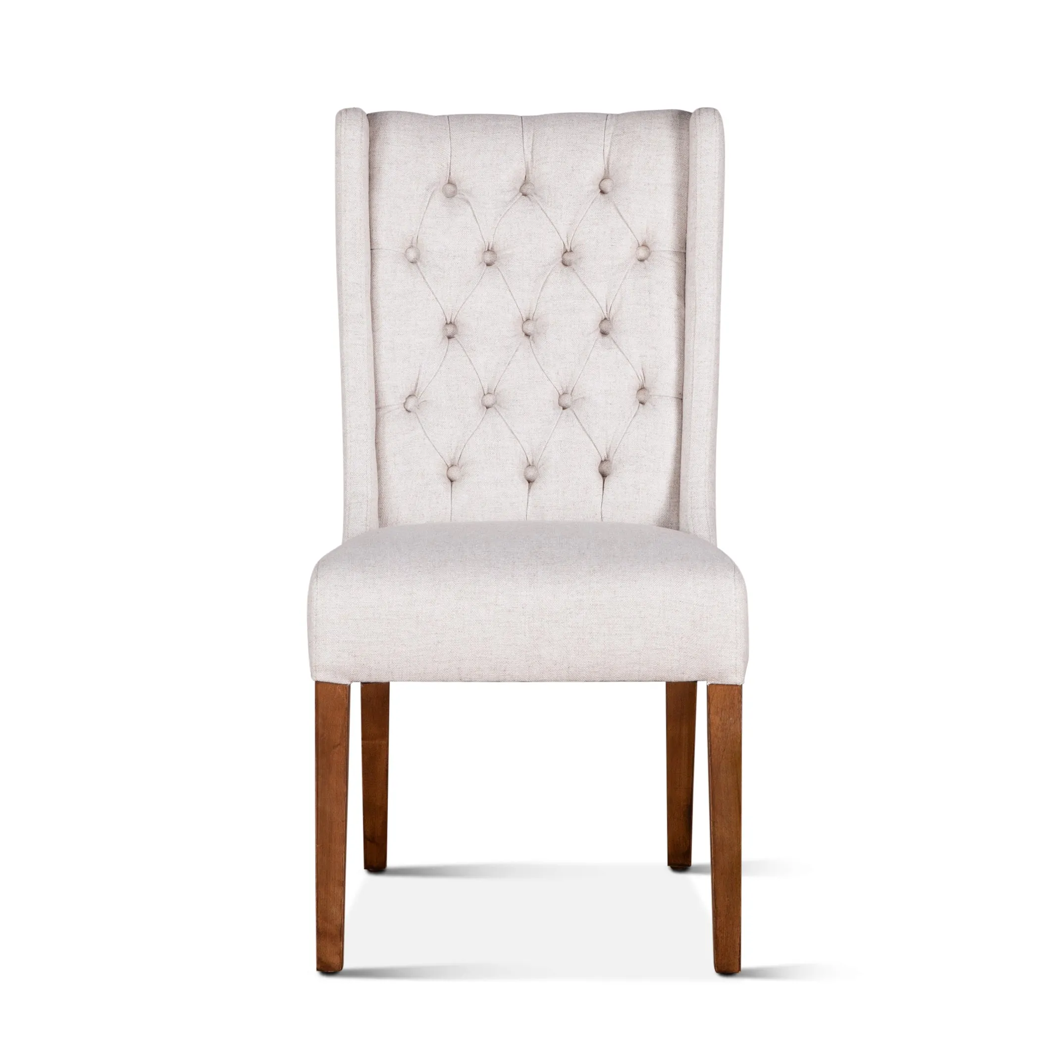 Lara Dining Chair Off-White Linen with Natural Teak Legs