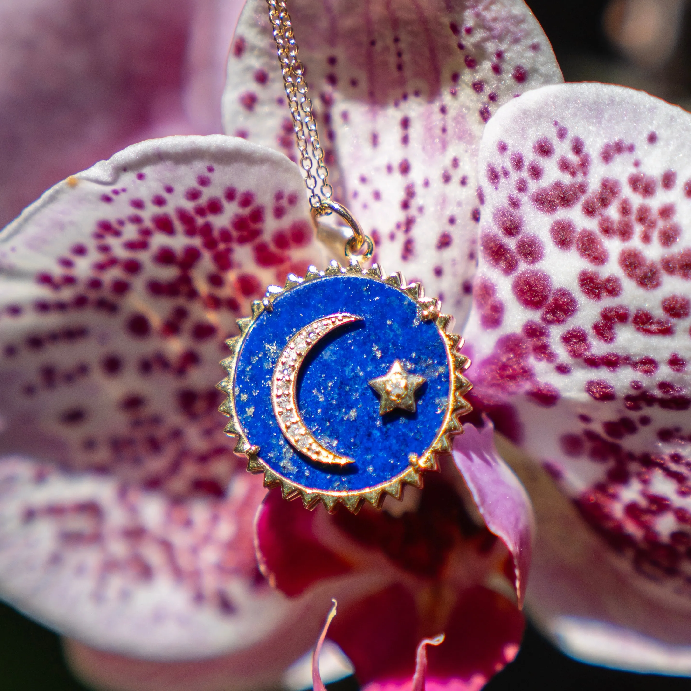 Large Celestial Diamond and Lapis Lazuli Disc Charm