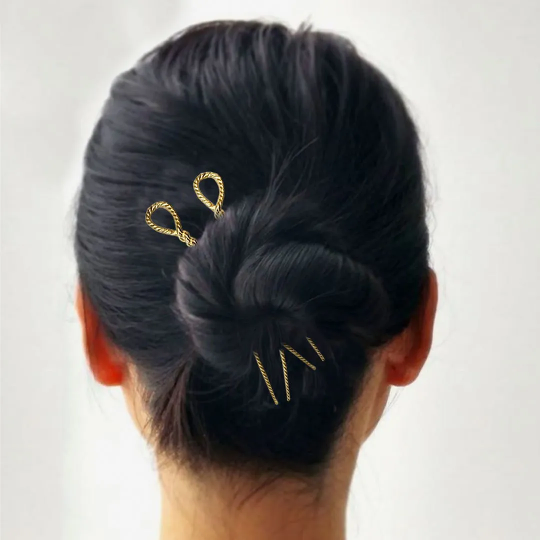 Lariat - Double Rope Twist and 14K Gold on Brass Petite Hair Pick
