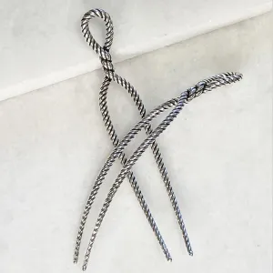 Lariat - Double Rope Twist and Sterling Silver on Brass Antique Silver Hair Pick