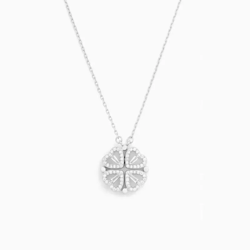Leaf Clover Pearl Stone Necklace