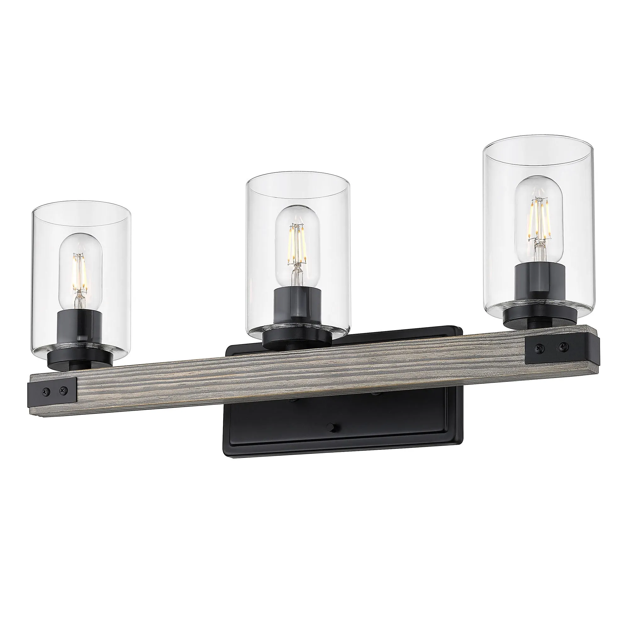 Lowell 3-Light Bath Vanity in Matte Black with Clear Glass Shade