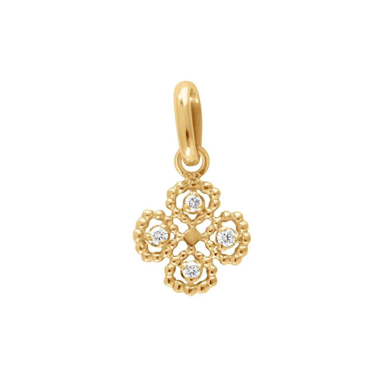lucky clover diamond pendant, yellow gold