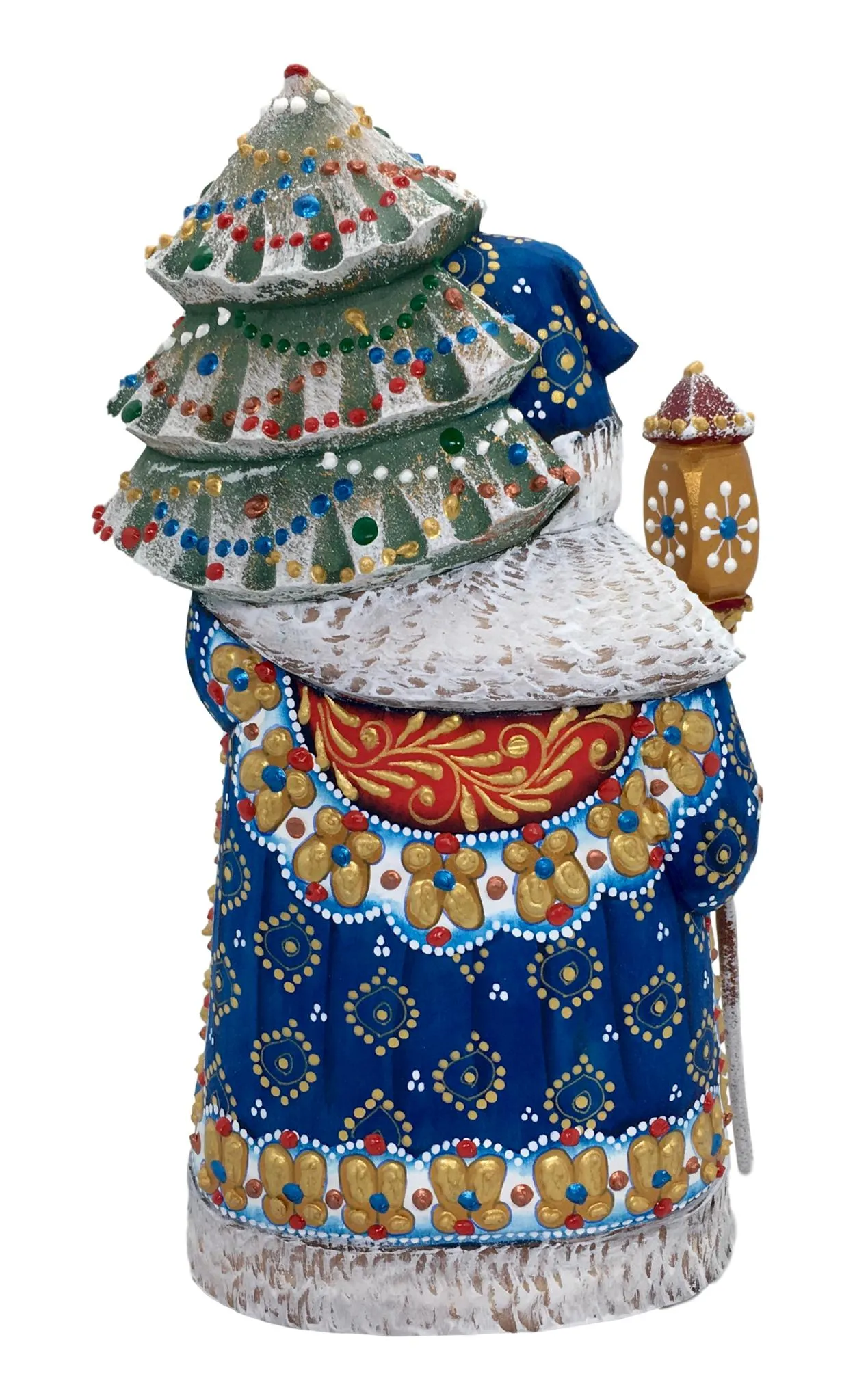 Luxurious dressed Santa with Christmas tree