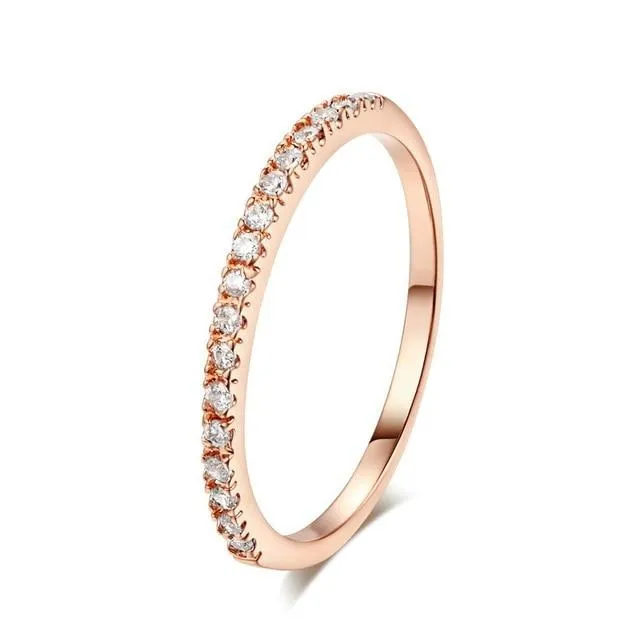 Luxurious Engagement Zircon Ring 18K Rose Gold For Women Jewelry