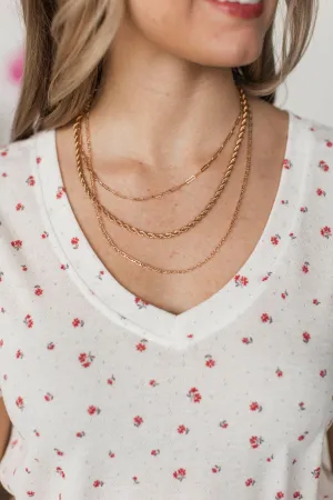 Luxurious Layered Chain Necklace- Gold
