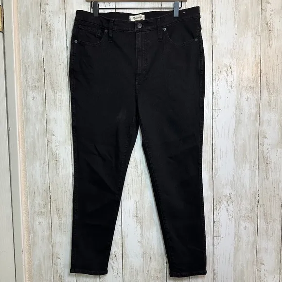 Madewell Black Jeans 10&quot; High Rise Skinny Womens 32P Stretch Pockets Casual