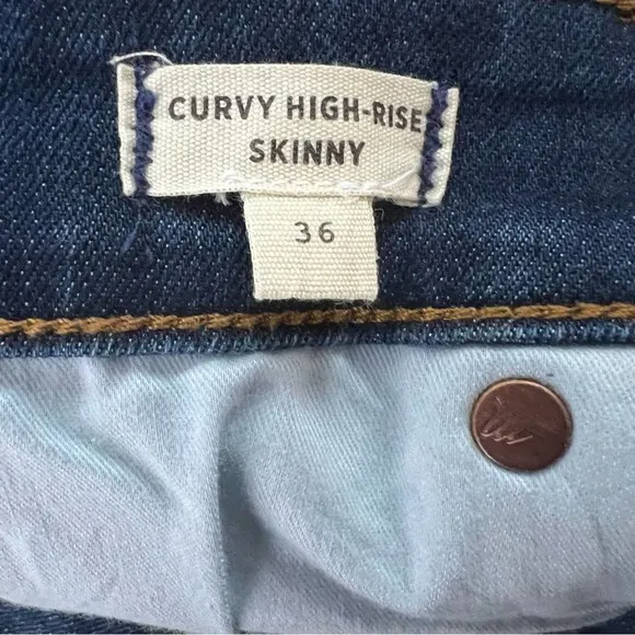 MADEWELL Curvy High Rise Skinny Jeans Dark Wash Denim Plus Size Stretchy 36