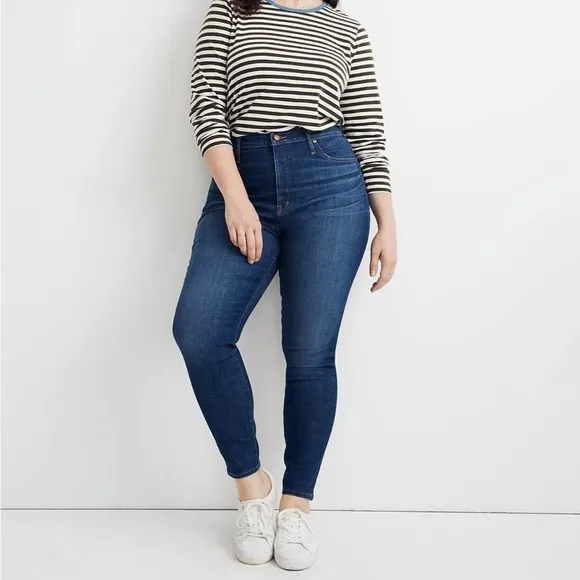 MADEWELL Curvy High Rise Skinny Jeans Dark Wash Denim Plus Size Stretchy 36