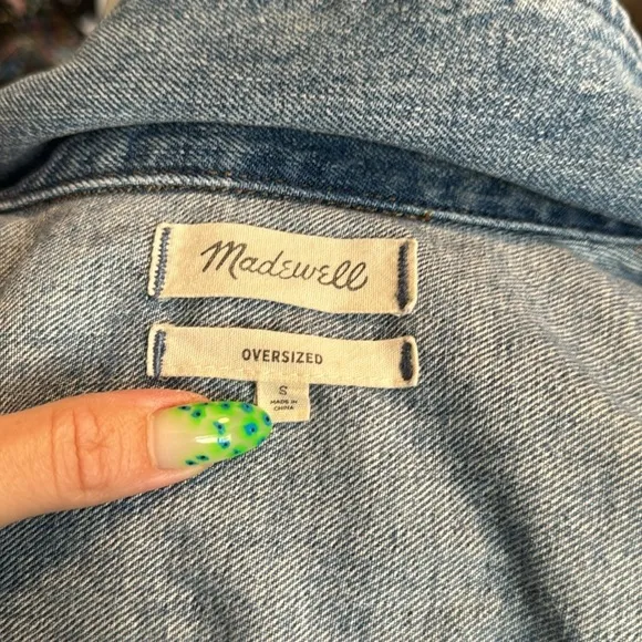 Madewell Denim jacket oversized fit size small medium wash denim classic western