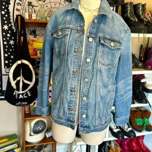 Madewell Denim jacket oversized fit size small medium wash denim classic western