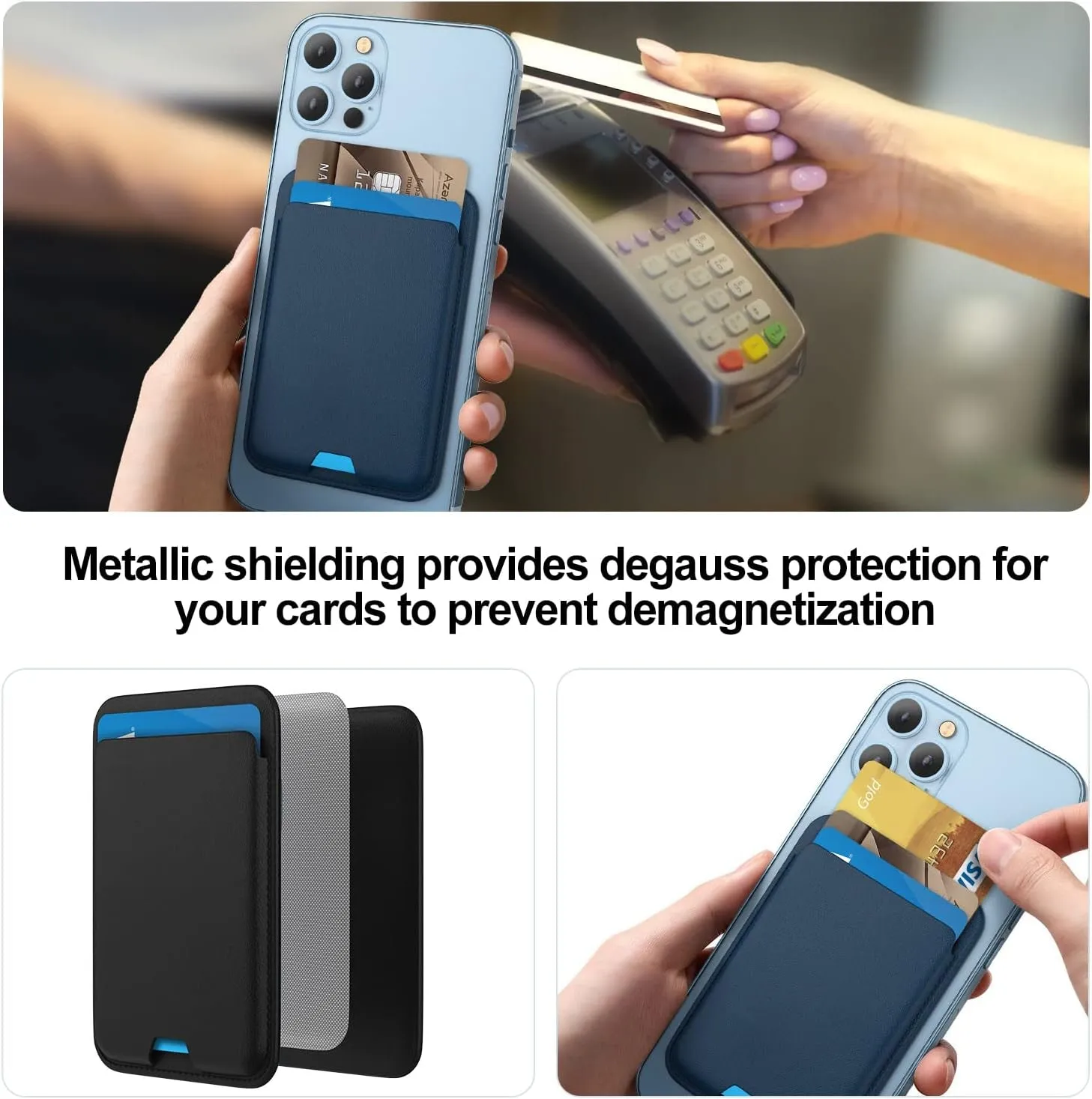 Magnetic Phone Wallet Card Holder, Compatible Apple MagSafe Wallet for iPhone Series