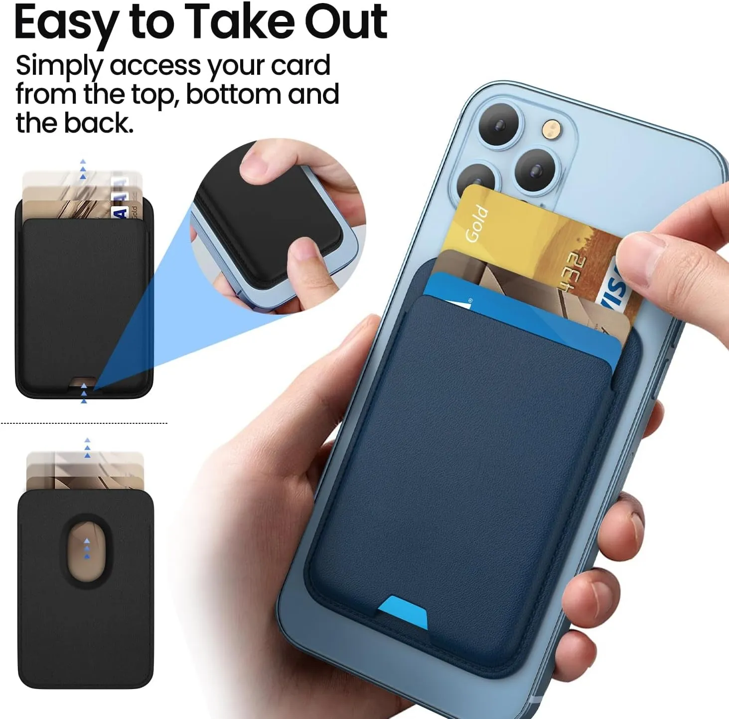Magnetic Phone Wallet Card Holder, Compatible Apple MagSafe Wallet for iPhone Series