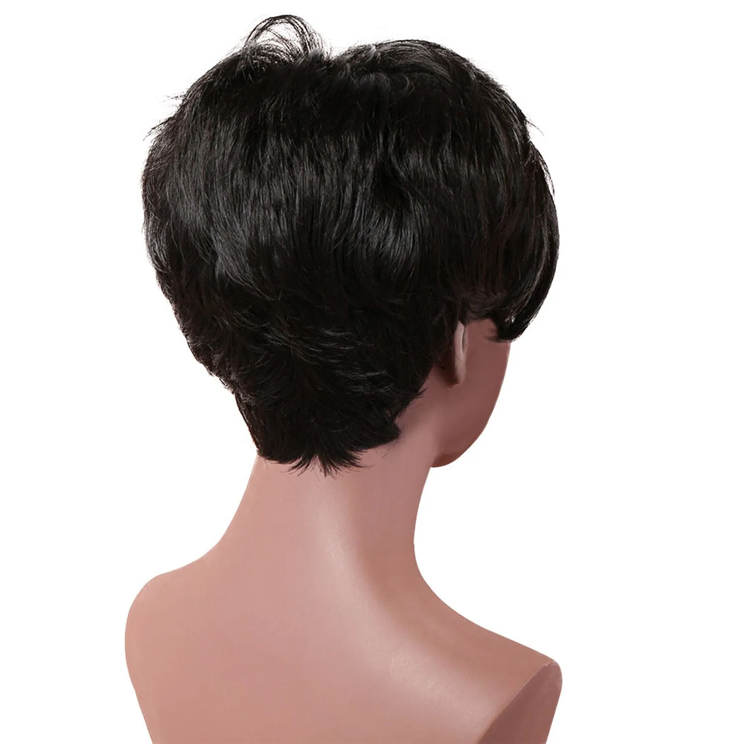 Makayla | Black Short Pixie Cut Wavy Synthetic Hair Wig With Bangs