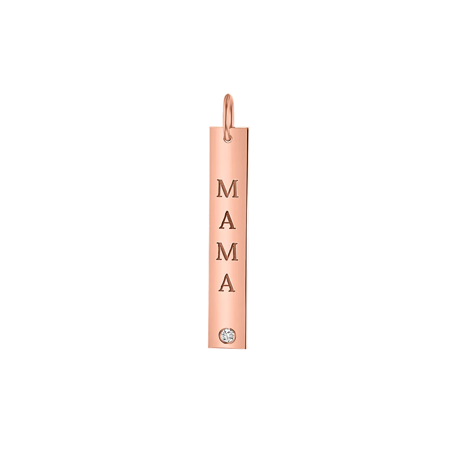 Mama Vertical Tag Charm With Diamond