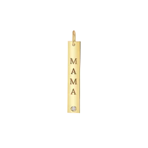 Mama Vertical Tag Charm With Diamond