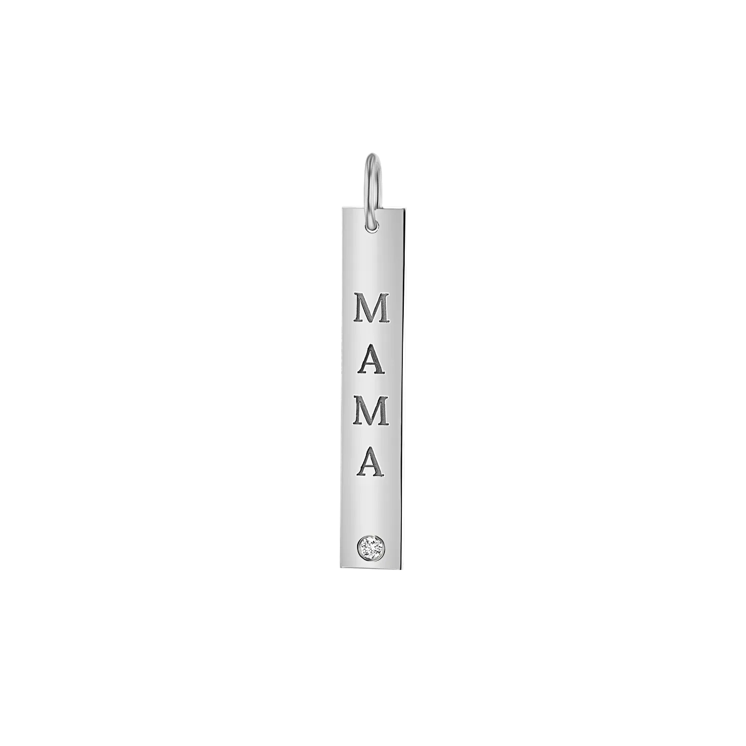 Mama Vertical Tag Charm With Diamond