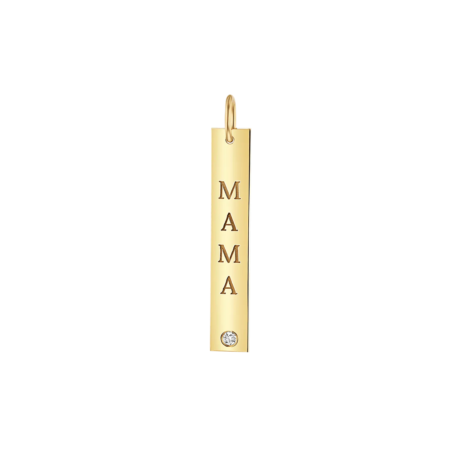 Mama Vertical Tag Charm With Diamond