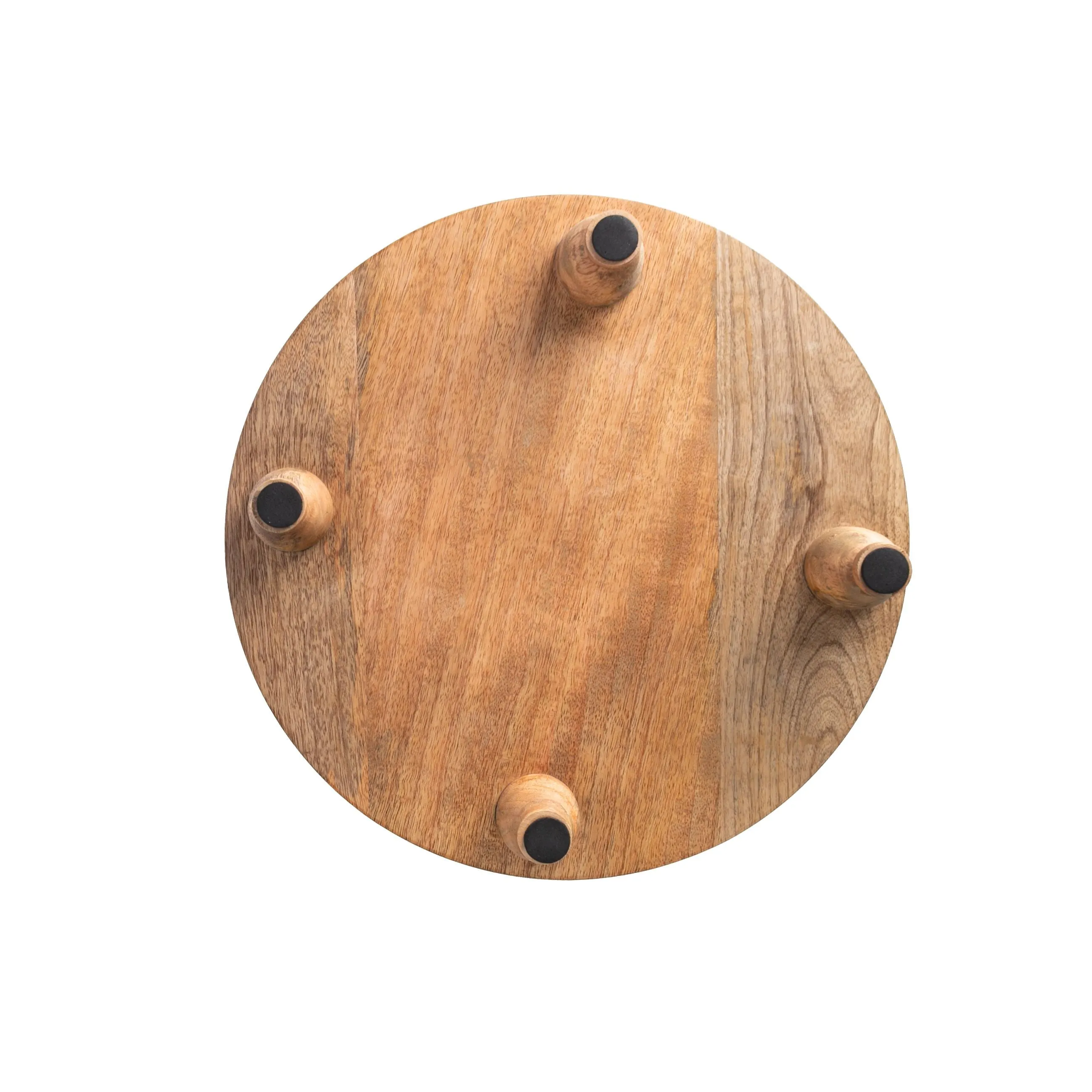 Mango Wood 16" Farmhouse Round Footed Serving Board