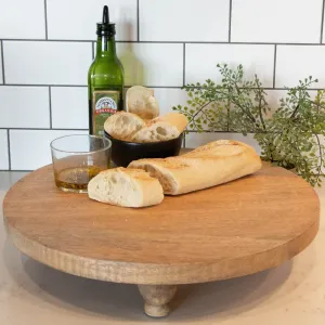 Mango Wood 16" Farmhouse Round Footed Serving Board