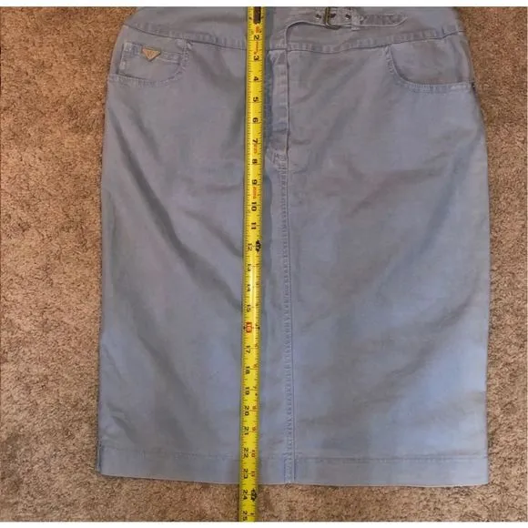 Max Mara Weekend Light Blue Denim Cotton Blend Washed Denim Midi Skirt Size 10