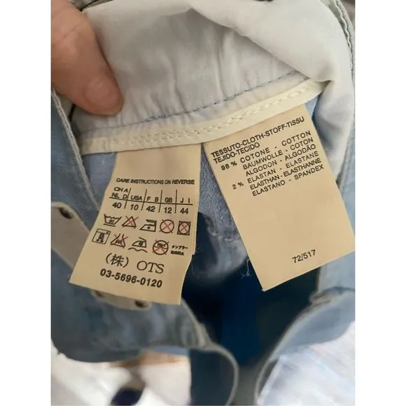 Max Mara Weekend Light Blue Denim Cotton Blend Washed Denim Midi Skirt Size 10