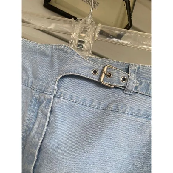 Max Mara Weekend Light Blue Denim Cotton Blend Washed Denim Midi Skirt Size 10