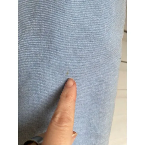 Max Mara Weekend Light Blue Denim Cotton Blend Washed Denim Midi Skirt Size 10
