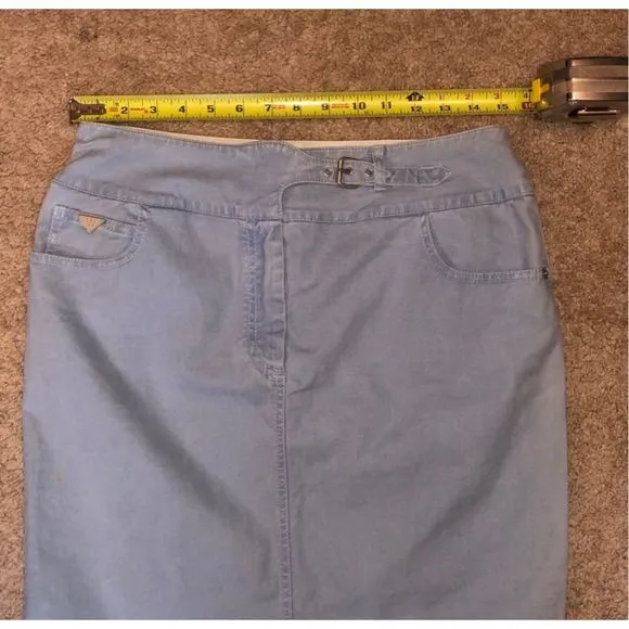 Max Mara Weekend Light Blue Denim Cotton Blend Washed Denim Midi Skirt Size 10
