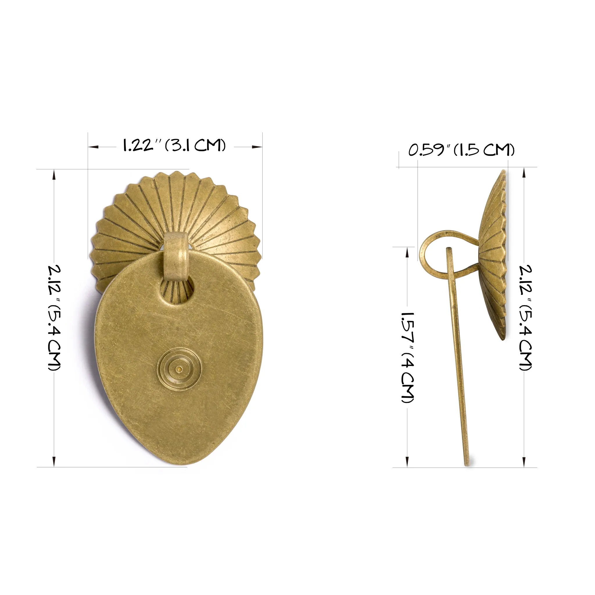 Melon Seed Brass Hardware Pulls 2.1" - Set of 2