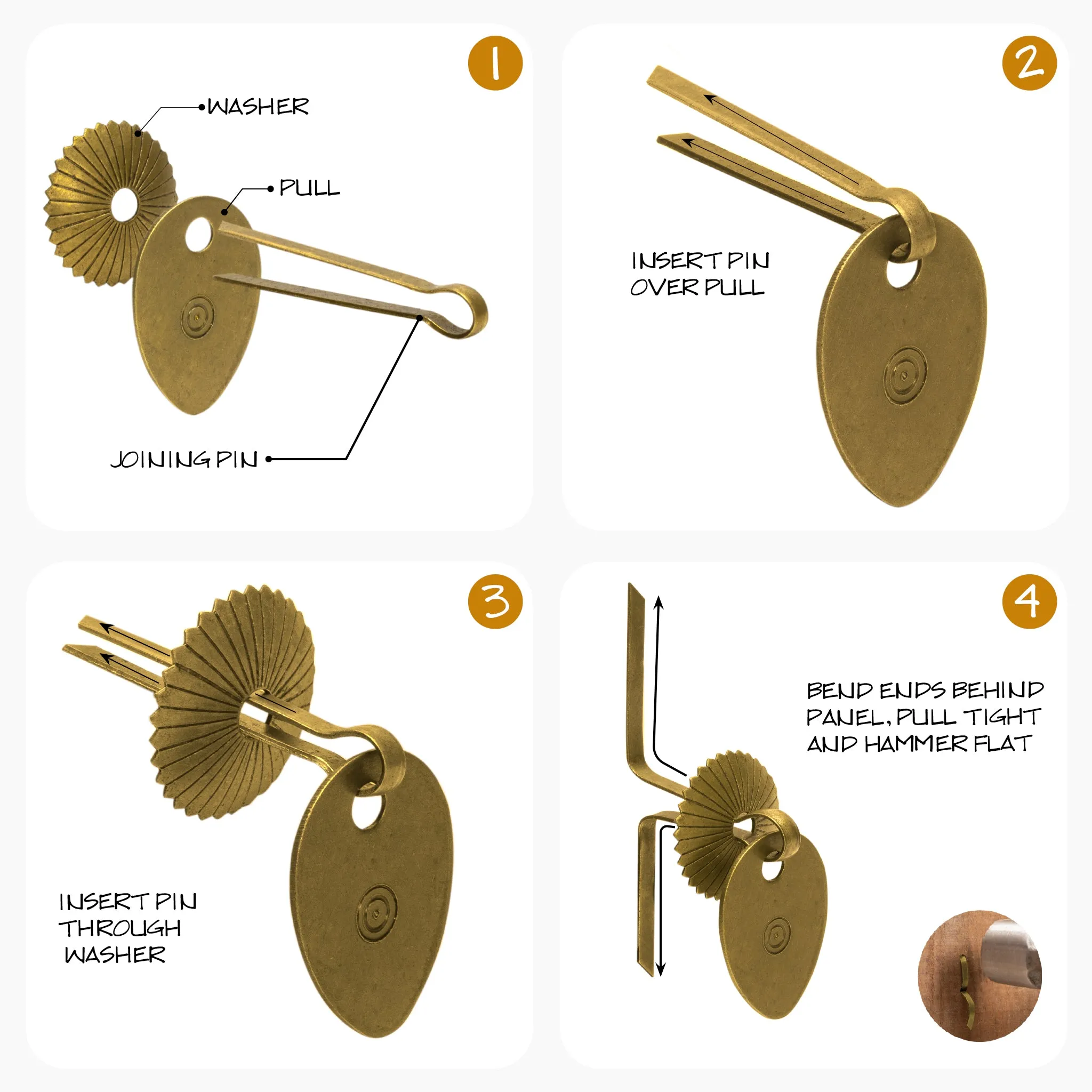 Melon Seed Brass Hardware Pulls 2.1" - Set of 2