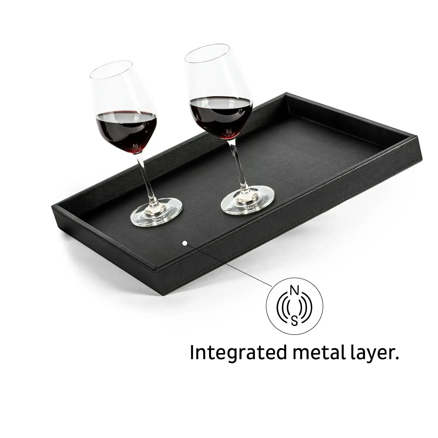 Metal Tray in leather look BLACK By Silwy
