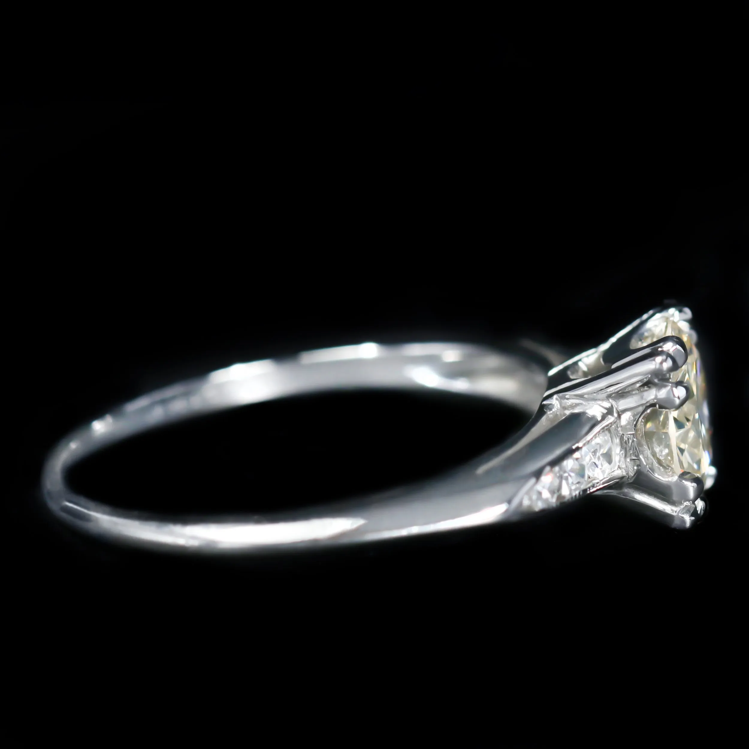 Mid Century GIA 1.33 Carat Round Brilliant Cut Diamond Engagement Ring