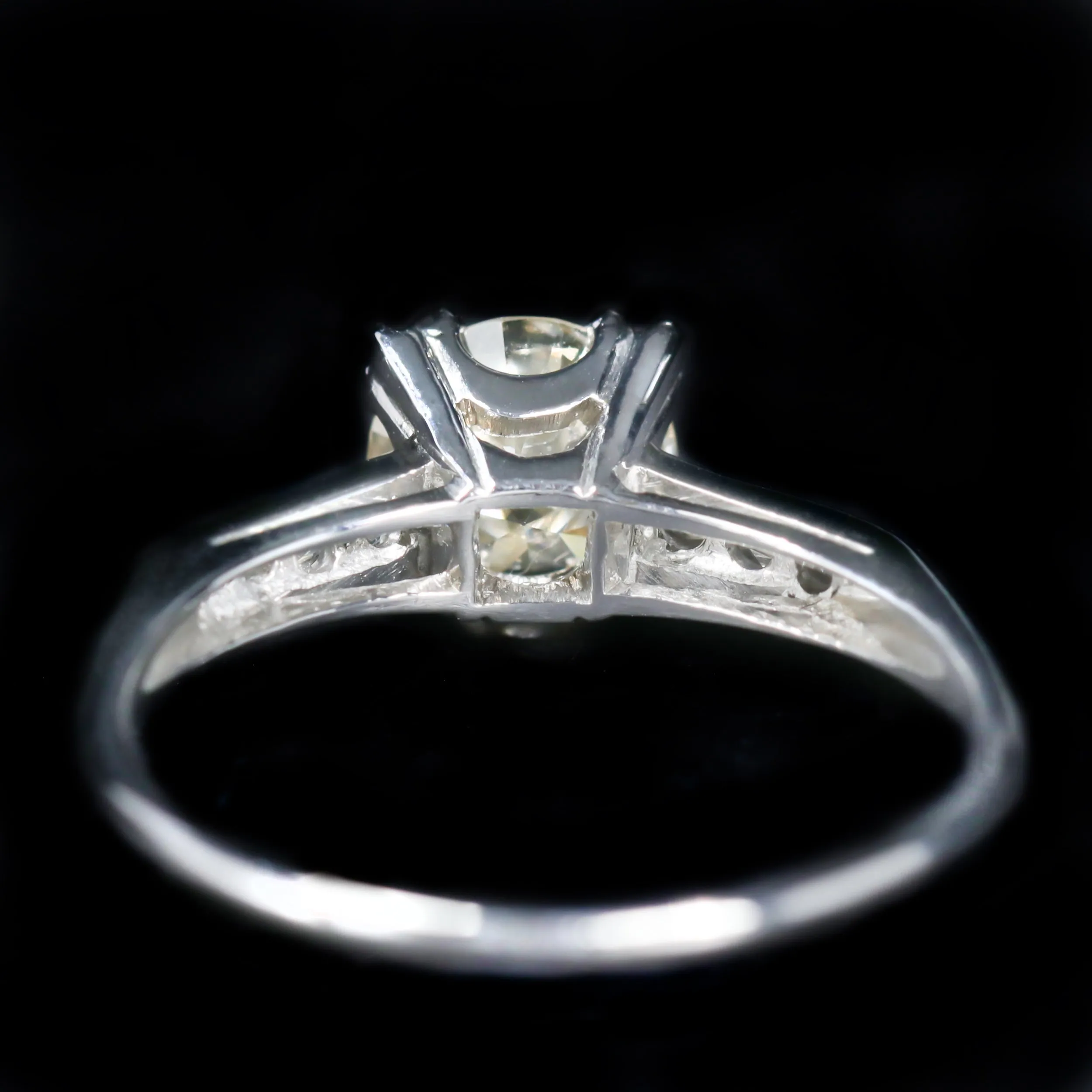 Mid Century GIA 1.33 Carat Round Brilliant Cut Diamond Engagement Ring