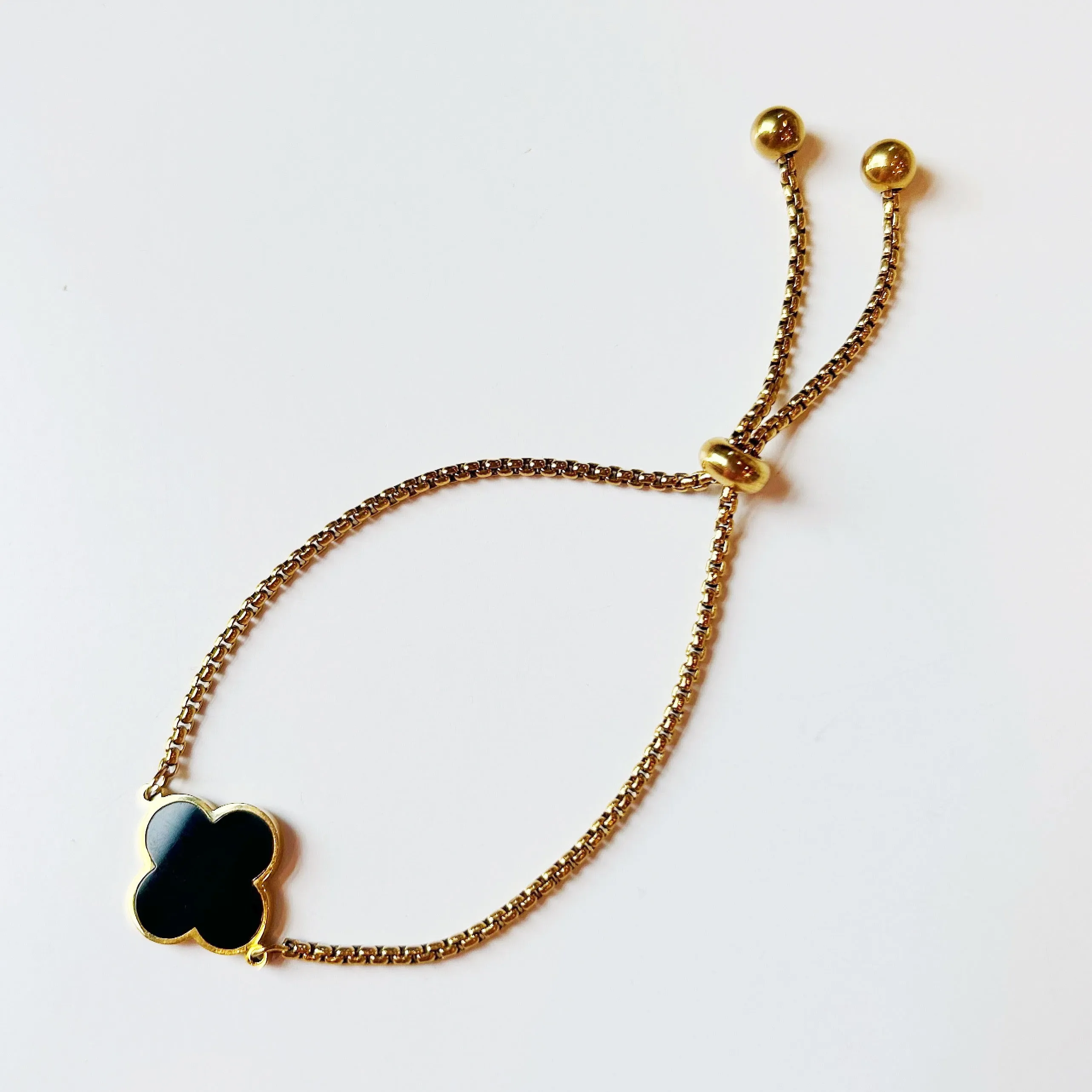 Midnight Noir Clover Drawstring Bracelet