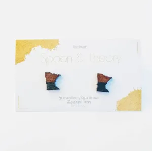 Minnesota Colorblock Earrings Casual Everyday Wood Studs