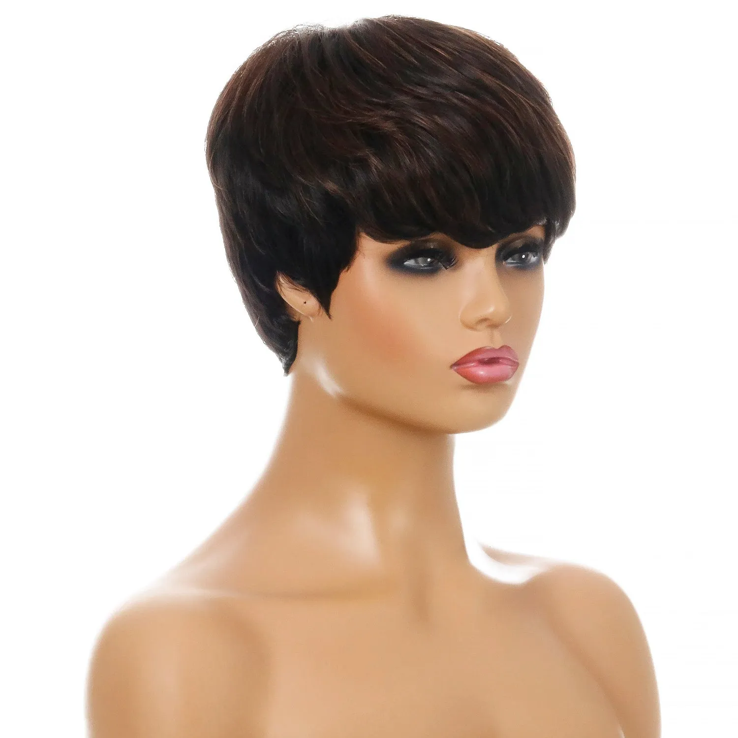 Myth | Black Short Pixie Cut Straight Synthetic Hair Wig With Bangs