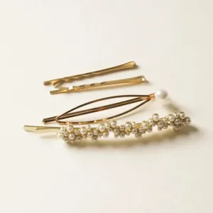 nar'sha - Pearl & Metal Hair Bobby Pins