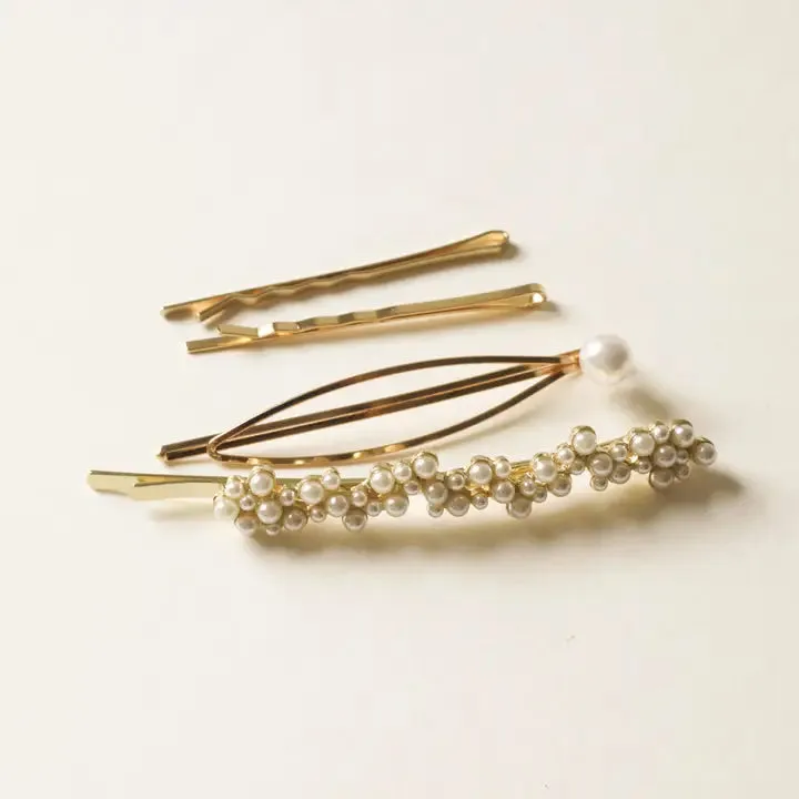 nar'sha - Pearl & Metal Hair Bobby Pins