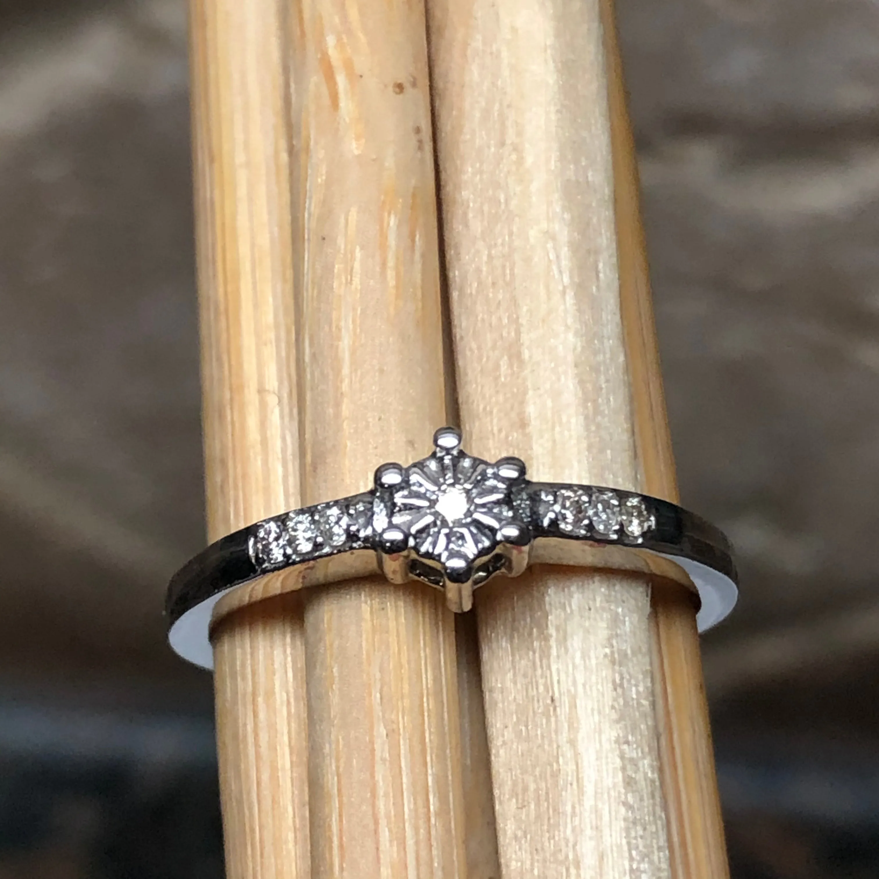 Natural White Diamond 9k White Gold Engagement Ring Size 6.25, 8