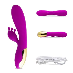 Neojoy Vibrating Dildo Clit Toucher Silicone Rabbit  Magnetic Rechargeable 10-Speed Functions - Purple