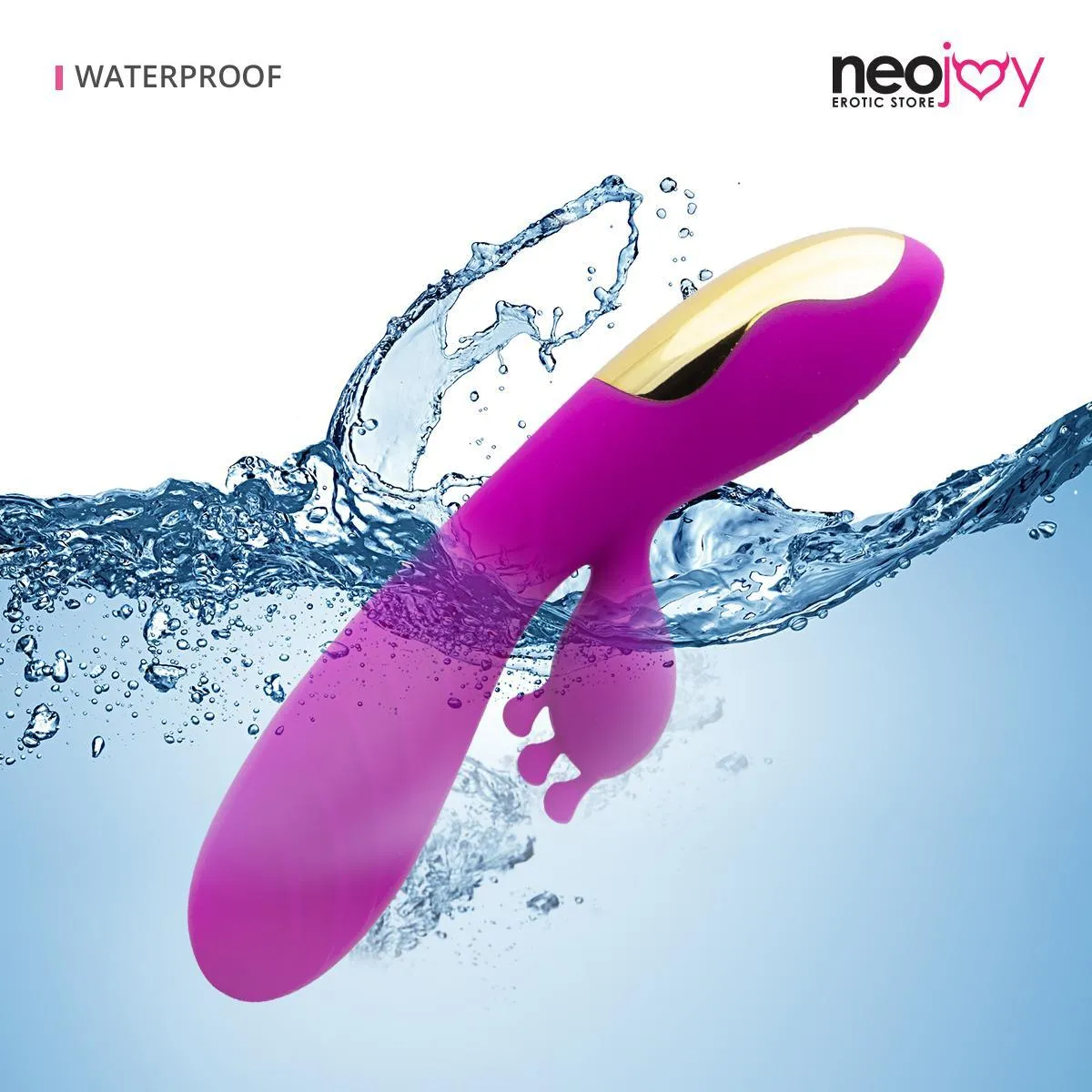 Neojoy Vibrating Dildo Clit Toucher Silicone Rabbit  Magnetic Rechargeable 10-Speed Functions - Purple