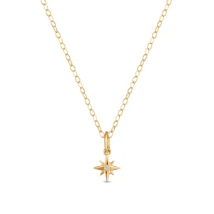 New!  14k Gold Diamond Starburst Necklace