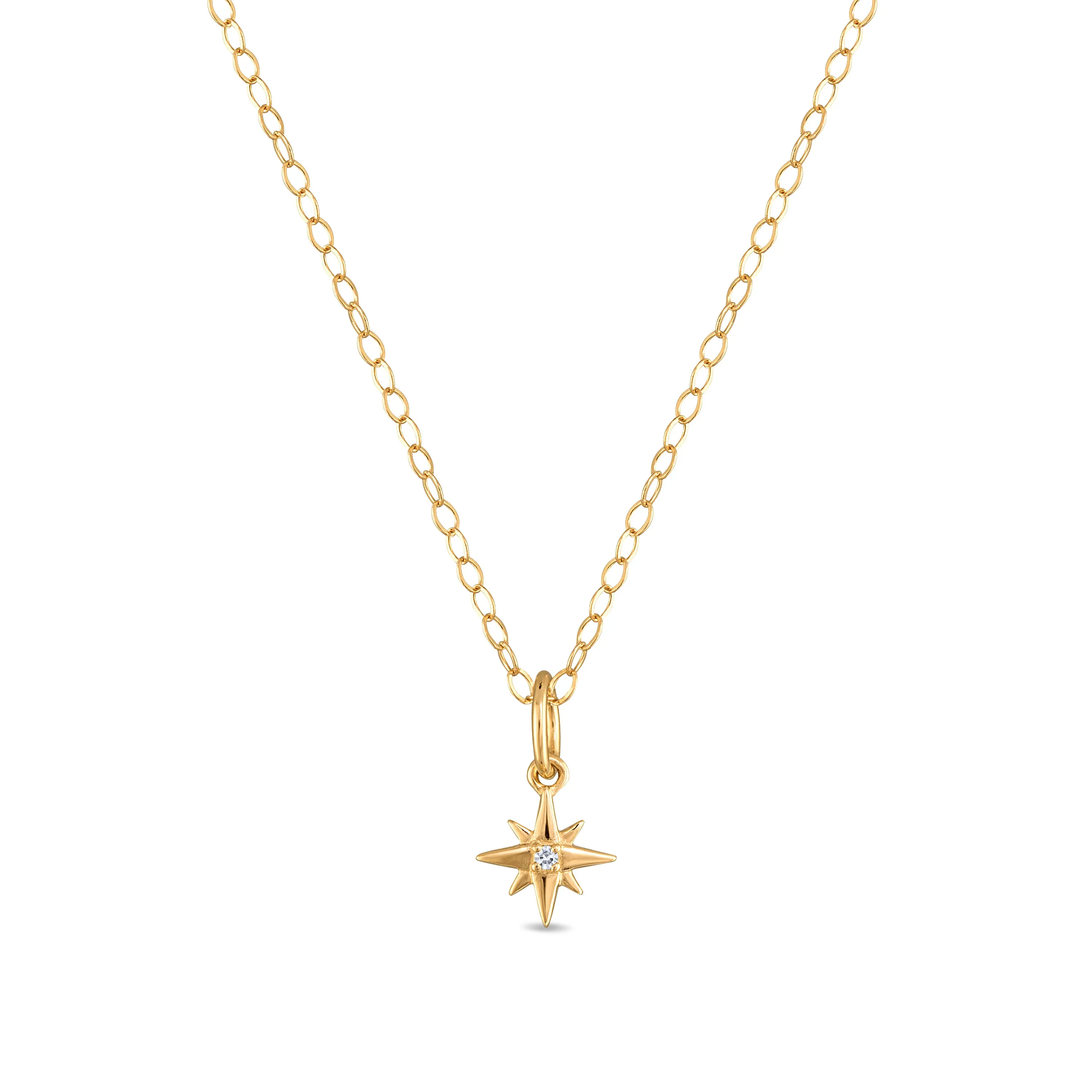 New!  14k Gold Diamond Starburst Necklace