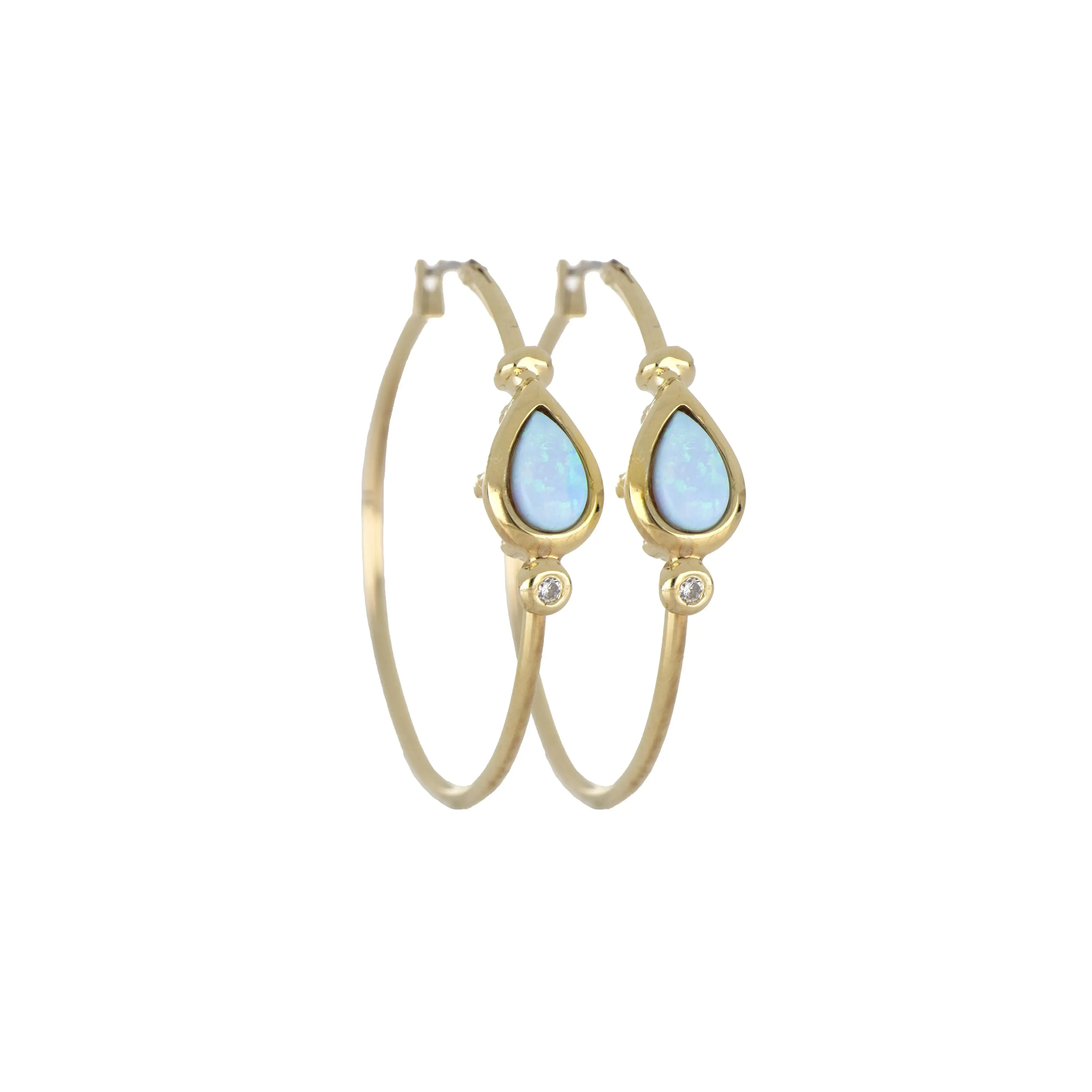 Opalas do Mar Collection - Blue Opal Pear Hoop Earring