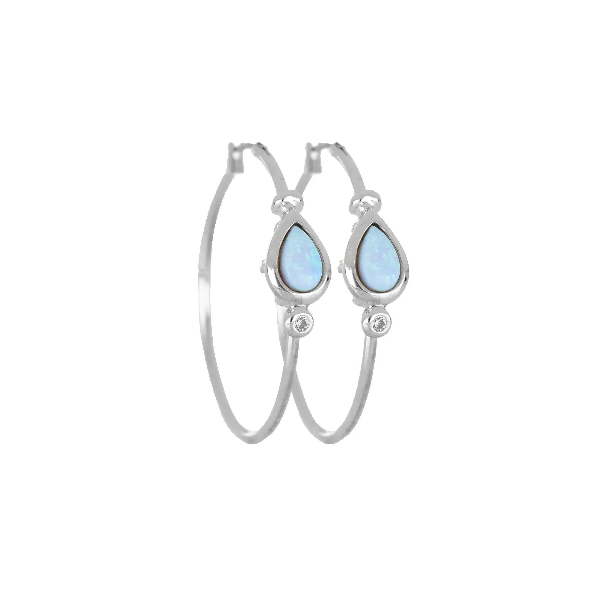 Opalas do Mar Collection - Blue Opal Pear Hoop Earring